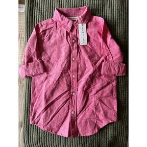 Janie and Jack Linen Blend Button Up Shirt Boys 6